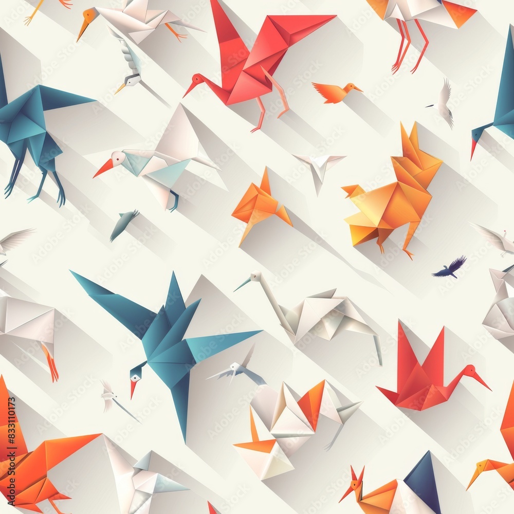 seamless pattern of different origami animal designs seamless pattern of different origami animal designs