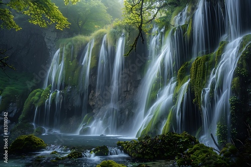 Cascading waterfalls paint a symphony of motion.