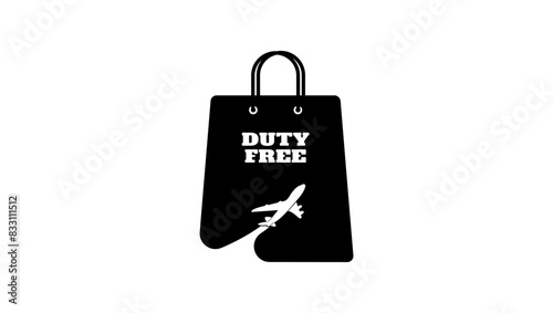 Duty Free logo, black isolated silhouette