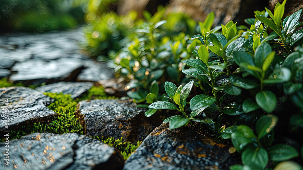 Obraz premium Contemporary Wild Green Grassy Landscape Bokeh Blur Background