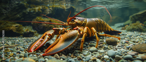 American lobster on a gravel seabed photo