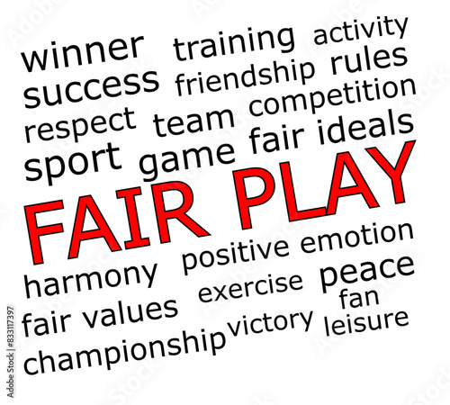Fair Play Wordcloud on white background - illustration