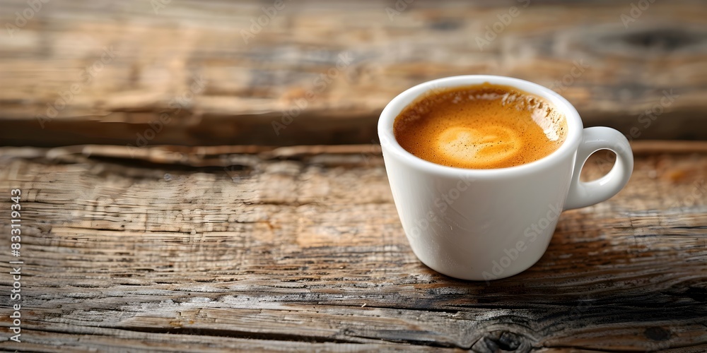Delicate Espresso Macchiato Foam Art on Wooden Table Inviting Coffee Beverage Concept with Copy Space Delicate Espresso Macchiato Foam Art on Wooden Table Inviting Coffee Beverage Concept with Copy Space