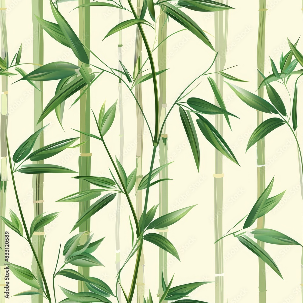 seamless pattern of bamboo stalks and delicate leaves seamless pattern of bamboo stalks and delicate leaves