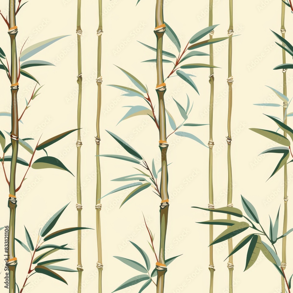 Obraz premium seamless pattern of bamboo stalks and delicate leaves