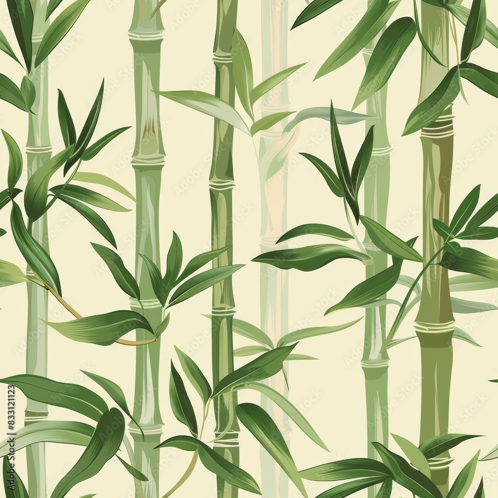 Obraz premium seamless pattern of bamboo stalks and delicate leaves