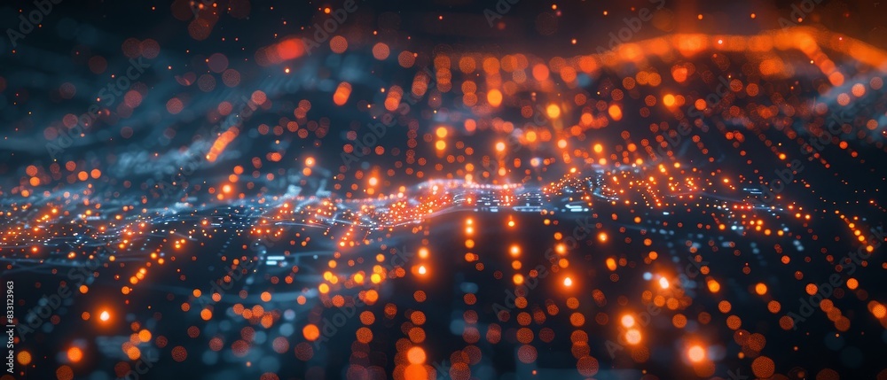 Fototapeta premium Icon and network infrastructure or data sharing on global dashboard and interface 