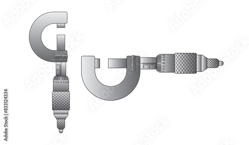 Screw Gauge. Screw Gauge Measuring tool designed for high precision measurements of dimensions. Universal Precision measuring tool. A micrometer Screw Gauge. Screw Gauge Measure drawing Vector.