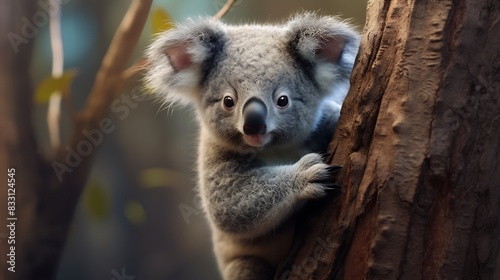 Baby koala on a tree