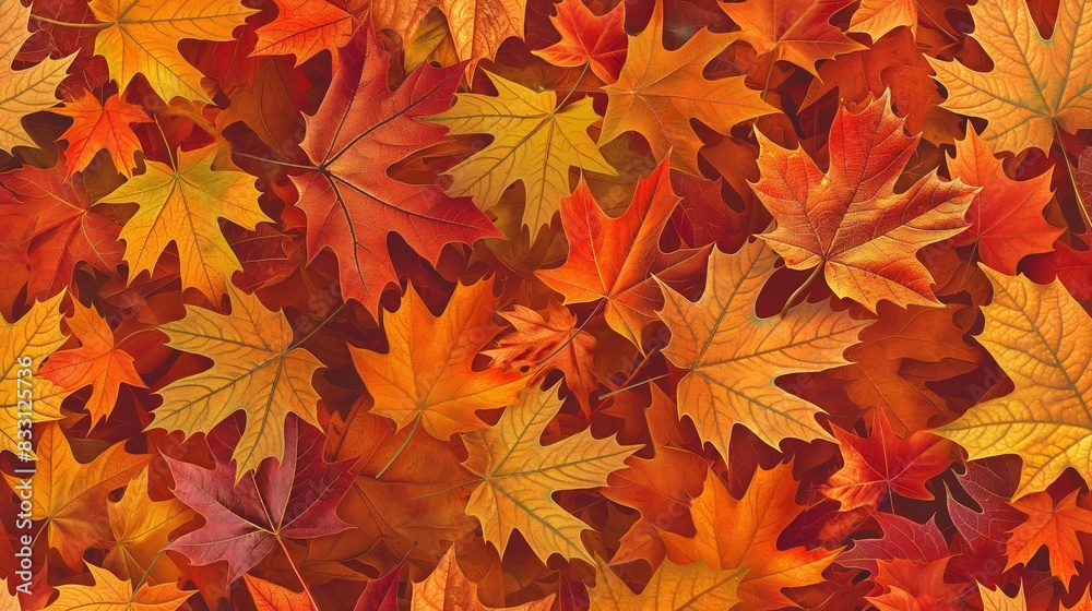 A seamless pattern of autumn leaves, with detailed textures and rich fall colors, perfect for seasonal graphics and backgrounds. A seamless pattern of autumn leaves, with detailed textures and rich fall colors, perfect for seasonal graphics and backgrounds.