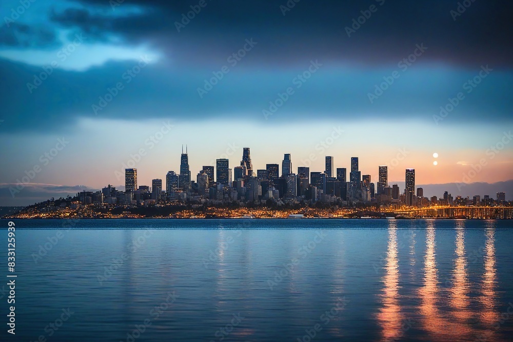 Fototapeta premium city skyline at sunset