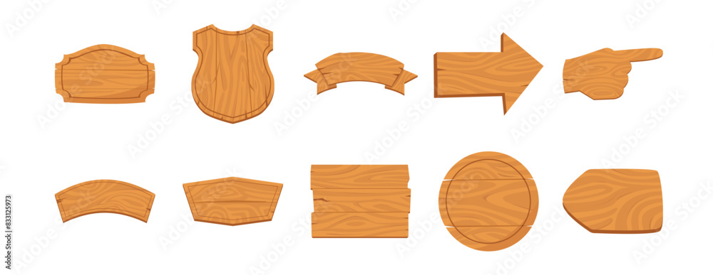 Wood Sign Element Set Vector Wood Sign Element Set Vector