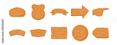 Wood Sign Element Set Vector