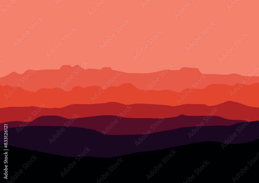 Mountains nature landscape. Vector illustration in flat style. Mountains nature landscape. Vector illustration in flat style.