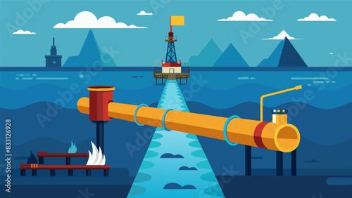 The subsea oil pipeline a testament to human ingenuity delivers millions of barrels of oil every day to meet global demand.. Vector illustration