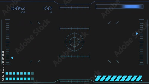 Sci-Fi, 4K, Digital, Frame, FPS, Status, Meter, Black background, Material, Animation, Blue