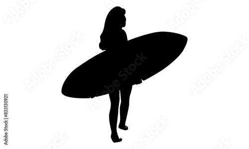 silhouette of woman holding surfboard