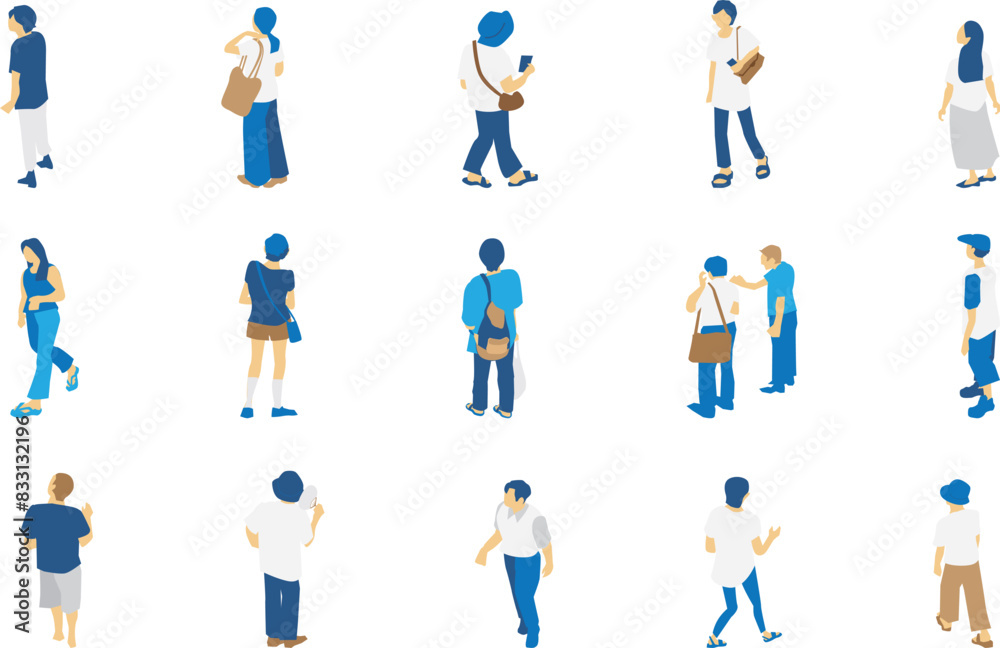 夏服を着た人のイラストセット 夏服を着た人のイラストセット