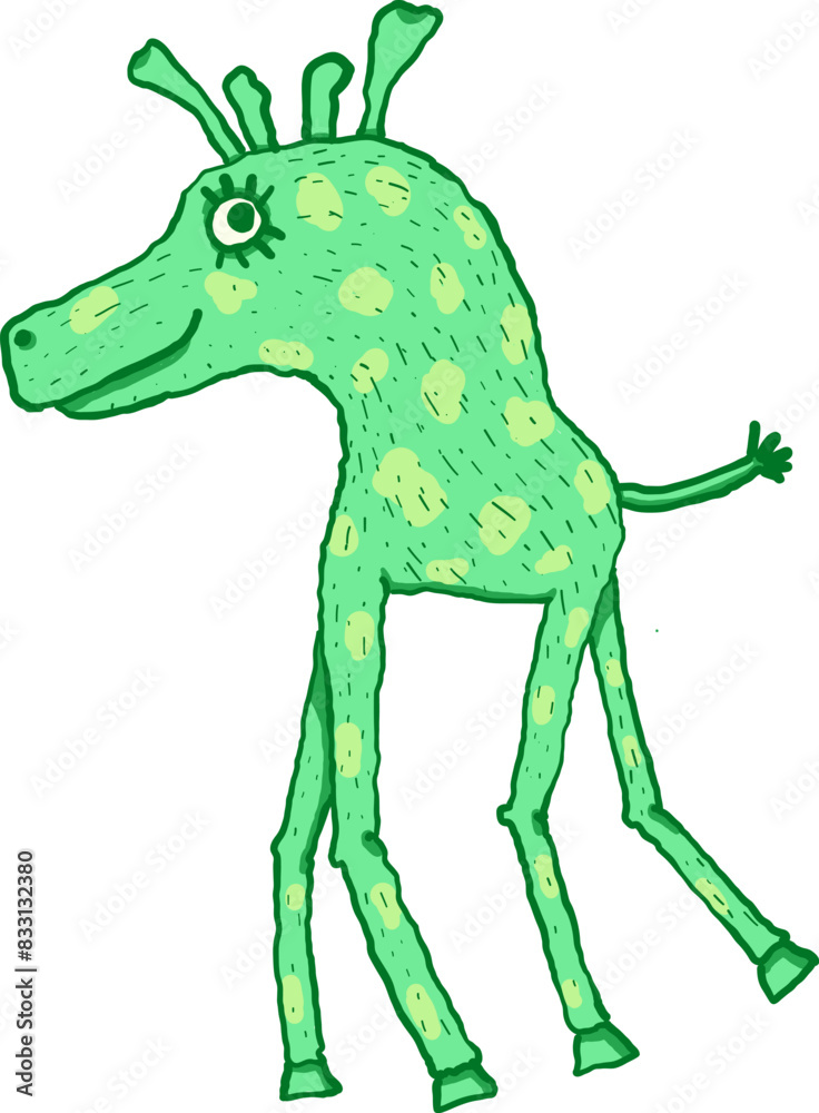 Green deer with a cheerful expression. Green deer with a cheerful expression.
