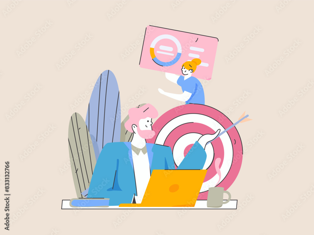 Flat vector illustration of business people operating work scene
Flat vector illustration of business people operating work scene