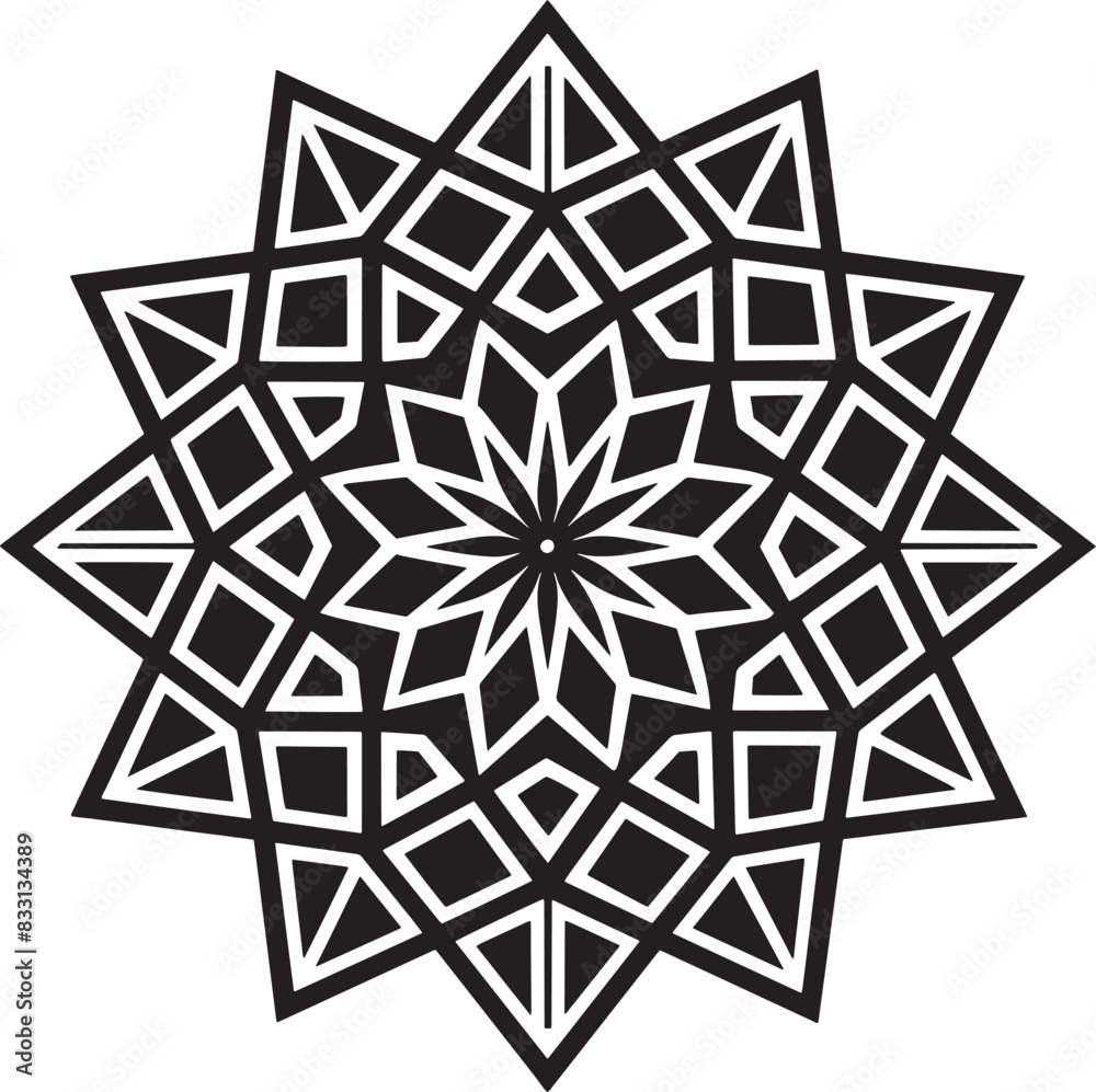 abstract geometric mandala design black and white illustration abstract geometric mandala design black and white illustration