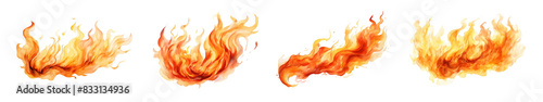 watercolor of flame illustration set