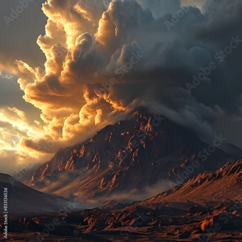 Bible Story, God Appears on Mount Sinai to the Israelites in the Form of a Cloud photo