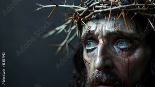 Jesus takes up his Cross. Digital watercolor painting illustration © Shahriyar