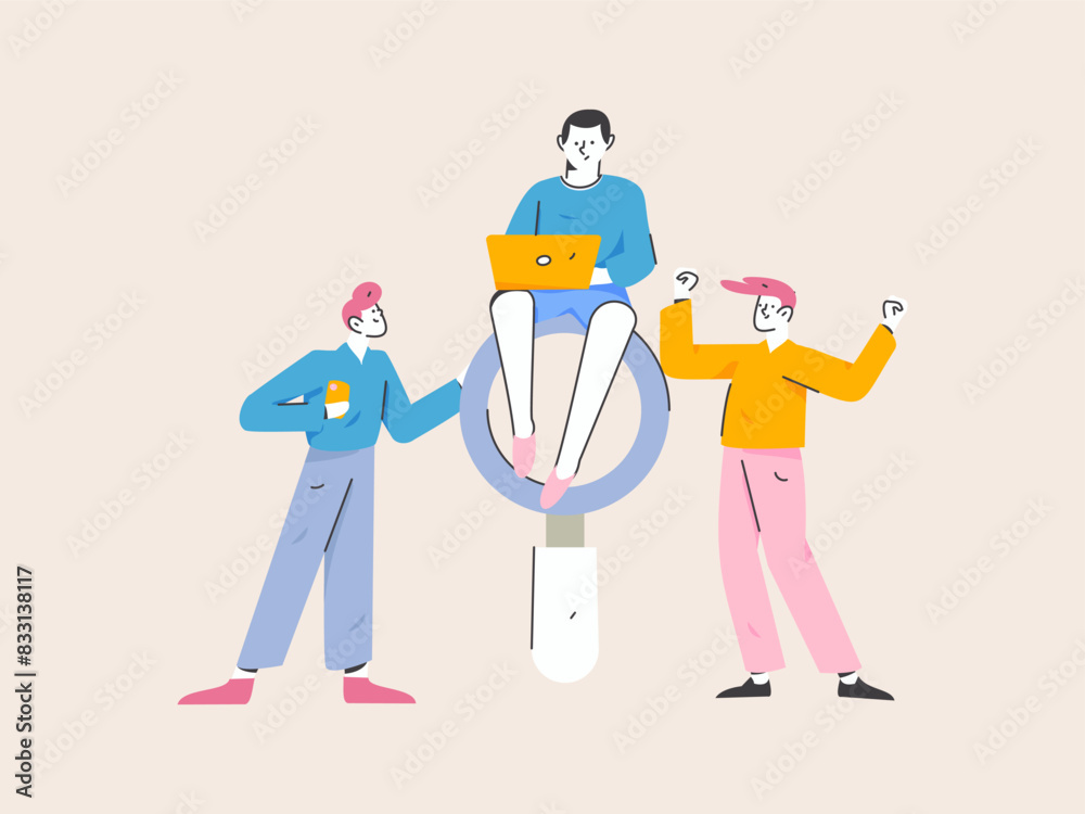 Flat vector illustration of business people operating work scene
Flat vector illustration of business people operating work scene
