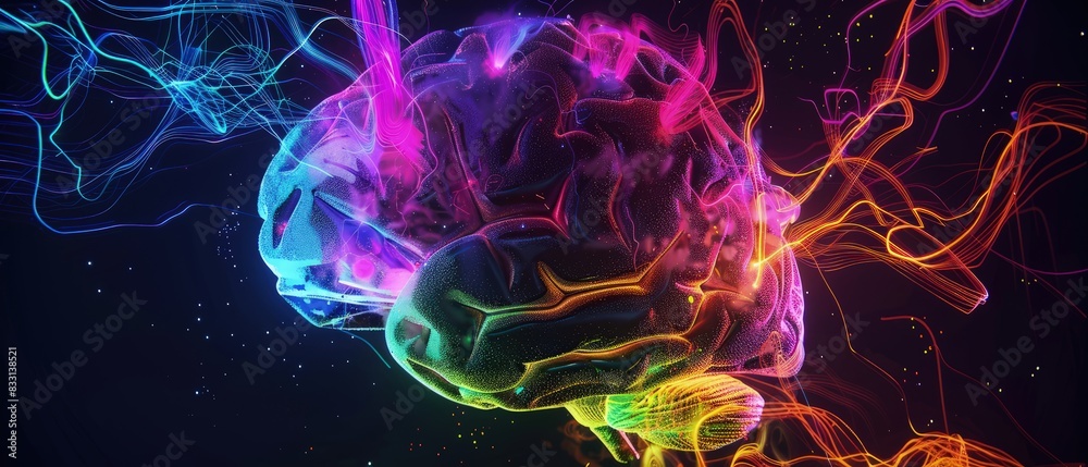 mental illness, featuring colorful neon visuals representing the complexity and diversity of human emotions and experiences against a black background, spark conversations and reduce stigma mental illness, featuring colorful neon visuals representing the complexity and diversity of human emotions and experiences against a black background, spark conversations and reduce stigma