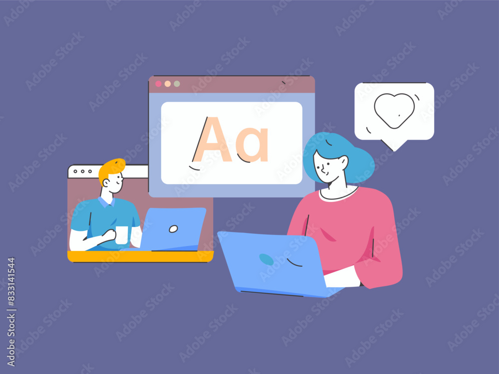 Flat vector illustration of business people operating work scene
