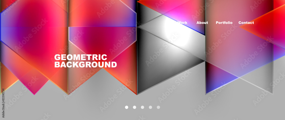 Fototapeta premium Metal triangles with colorful bright triangles. Geometric modern minimalist design template