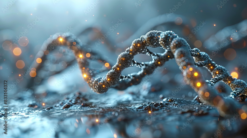 Focused Selectively Of The White DNA Molecules On String 3D Model Focused Selectively Of The White DNA Molecules On String 3D Model