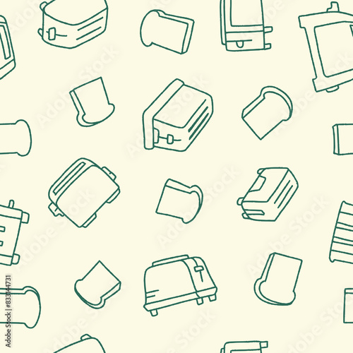 Outline Toaster Bread Food Seamless Pattern Vector illustration Design