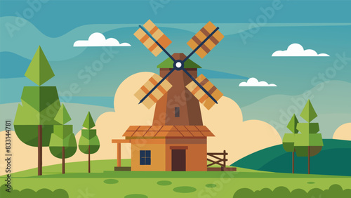 As technology advances the traditional windmill may have been rep by more modern machinery but its legacy and importance in history will never be. Vector illustration