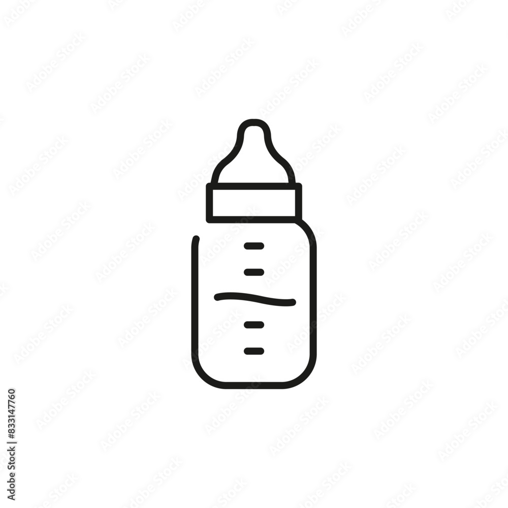 Baby bottle icon. A streamlined outline of a baby feeding bottle, commonly used for milk or formula, representing infant feeding and care. Suitable for baby product retailers. Vector illustration Baby bottle icon. A streamlined outline of a baby feeding bottle, commonly used for milk or formula, representing infant feeding and care. Suitable for baby product retailers. Vector illustration