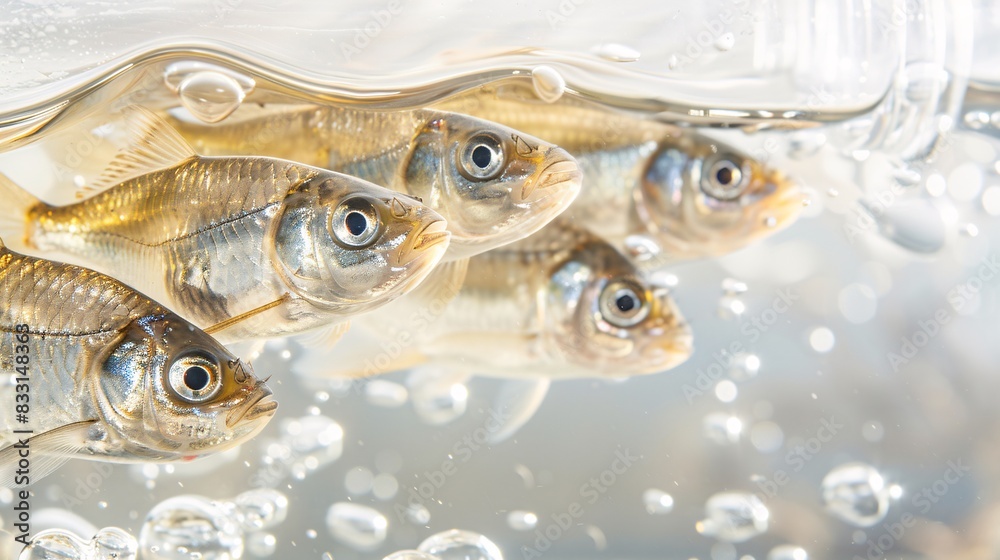 Close up of fish on white background, plastic, bottle, concept Close up of fish on white background, plastic, bottle, concept
