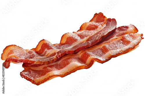 Crispy Bacon Strips on White Background