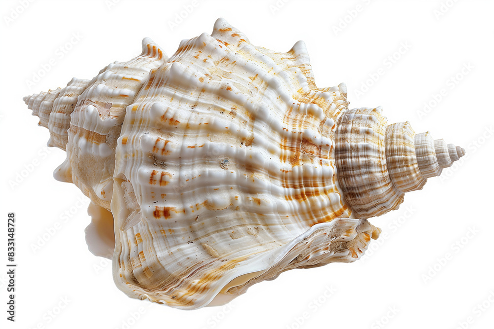 Seashell with Intricate Patterns, Isolated on White Background Seashell with Intricate Patterns, Isolated on White Background