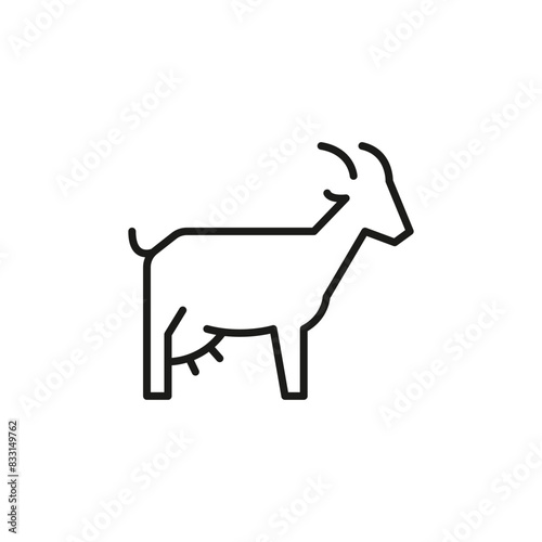 Goat icon. A simple outline of a goat, symbolizing farm life, agriculture, and sustainable farming practices. This icon is ideal for use in materials related to farming and rural. Vector illustration