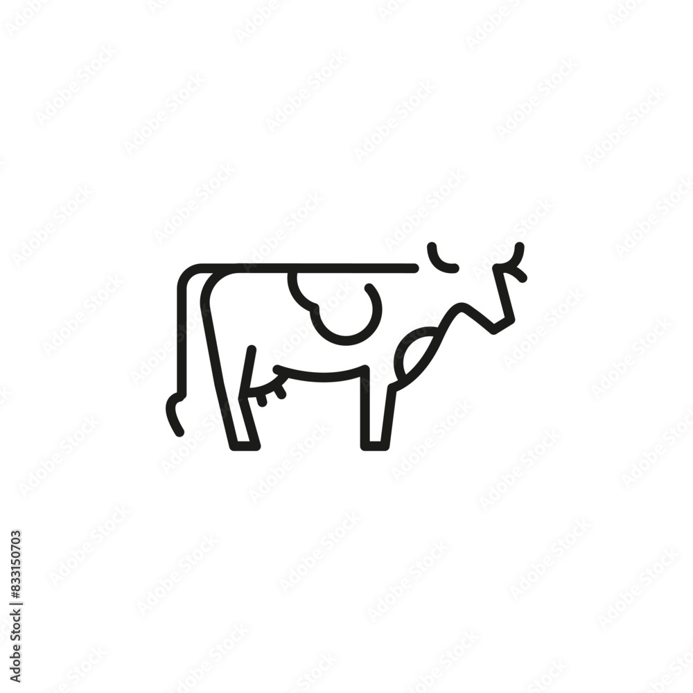 Obraz premium Cow icon. Simplified representation of a dairy cow, a staple in agricultural imagery, associated with milk and beef production. Ideal for agricultural businesses. Vector illustration