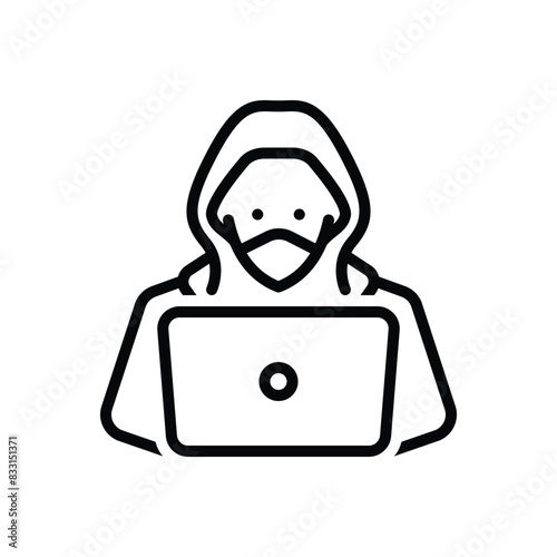 Black line icon for hacker 