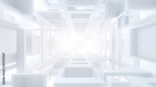 Modern white and light grey square overlapped pattern on background with shadow. white background. Minimal geometric white light background abstract design. Elegant white and grey Background. 