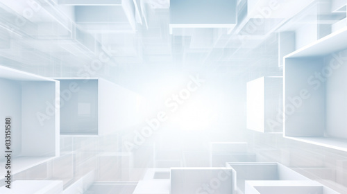 Modern white and light grey square overlapped pattern on background with shadow. white background. Minimal geometric white light background abstract design. Elegant white and grey Background. 