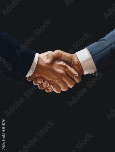 Business handshake between two business people, greeting, dealing, merger and acquisition, business cooperation, finance and investment background, teamwork and successful business concept photo