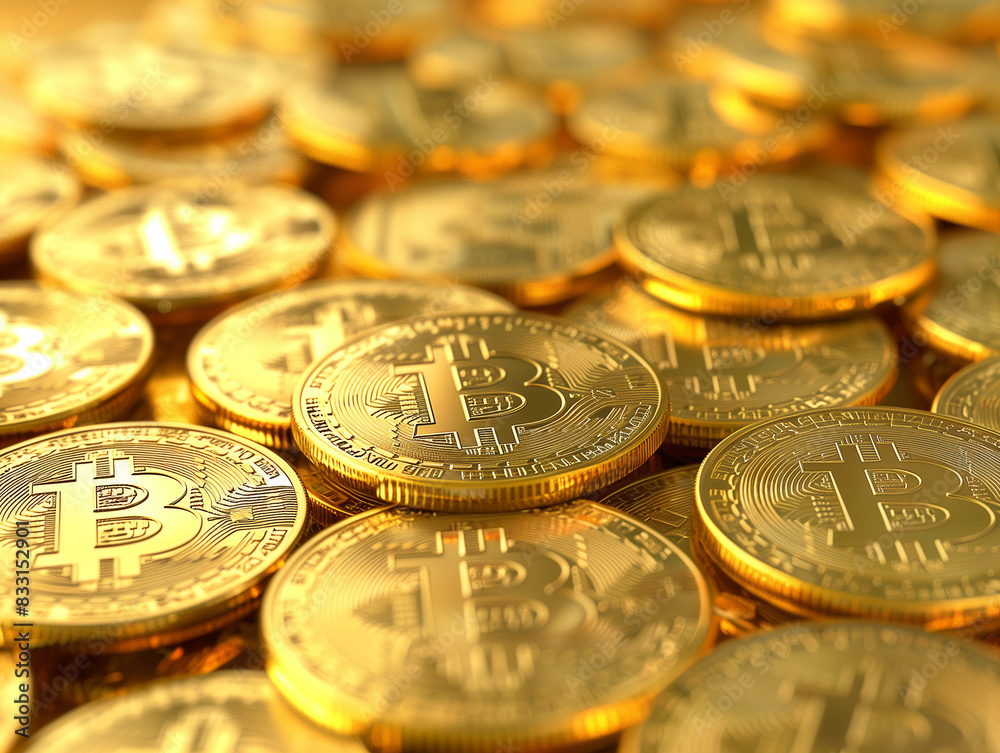 Bitcoin real dargestellt in Gold und grafischen Elementen Bitcoin real dargestellt in Gold und grafischen Elementen