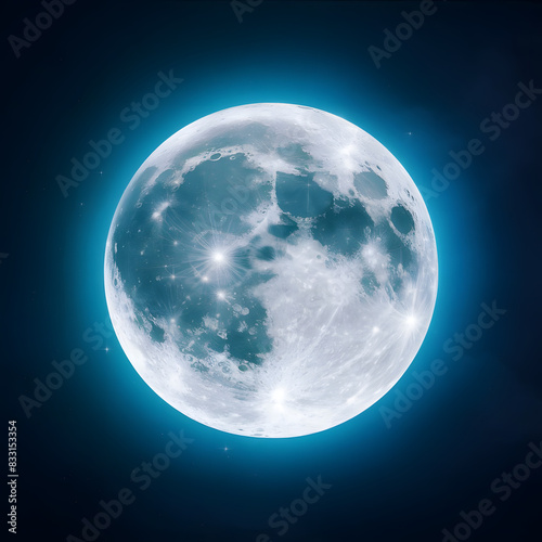 Unveiling the Moon's Secrets: Astrophotography of the Moon on a dark blue background.