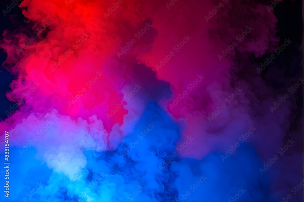 Dramatic smoke and fog in contrasting vivid red, blue, and purple colors. Vivid and intense abstract background or wallpaper. Dramatic smoke and fog in contrasting vivid red, blue, and purple colors. Vivid and intense abstract background or wallpaper.