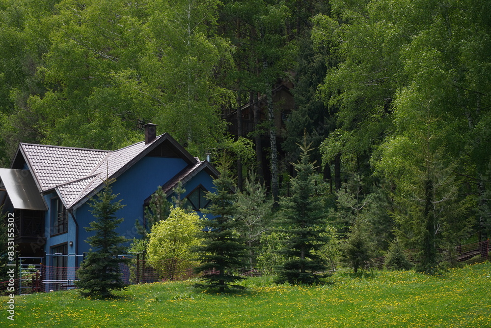 Almaty, Kazakhstan - 05.22.2024 : A guest house for relaxing in a mountainous area. Almaty, Kazakhstan - 05.22.2024 : A guest house for relaxing in a mountainous area.