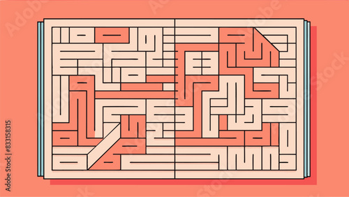 The blank page is transformed into a tangled maze of lines and shapes drawing the viewer in and challenging them to stay focused.. Vector illustration